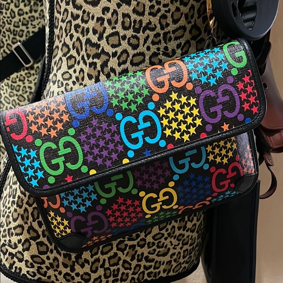 Gucci Handbags - Gucci Red and Orange Crossbody Bag with Vibrant Design